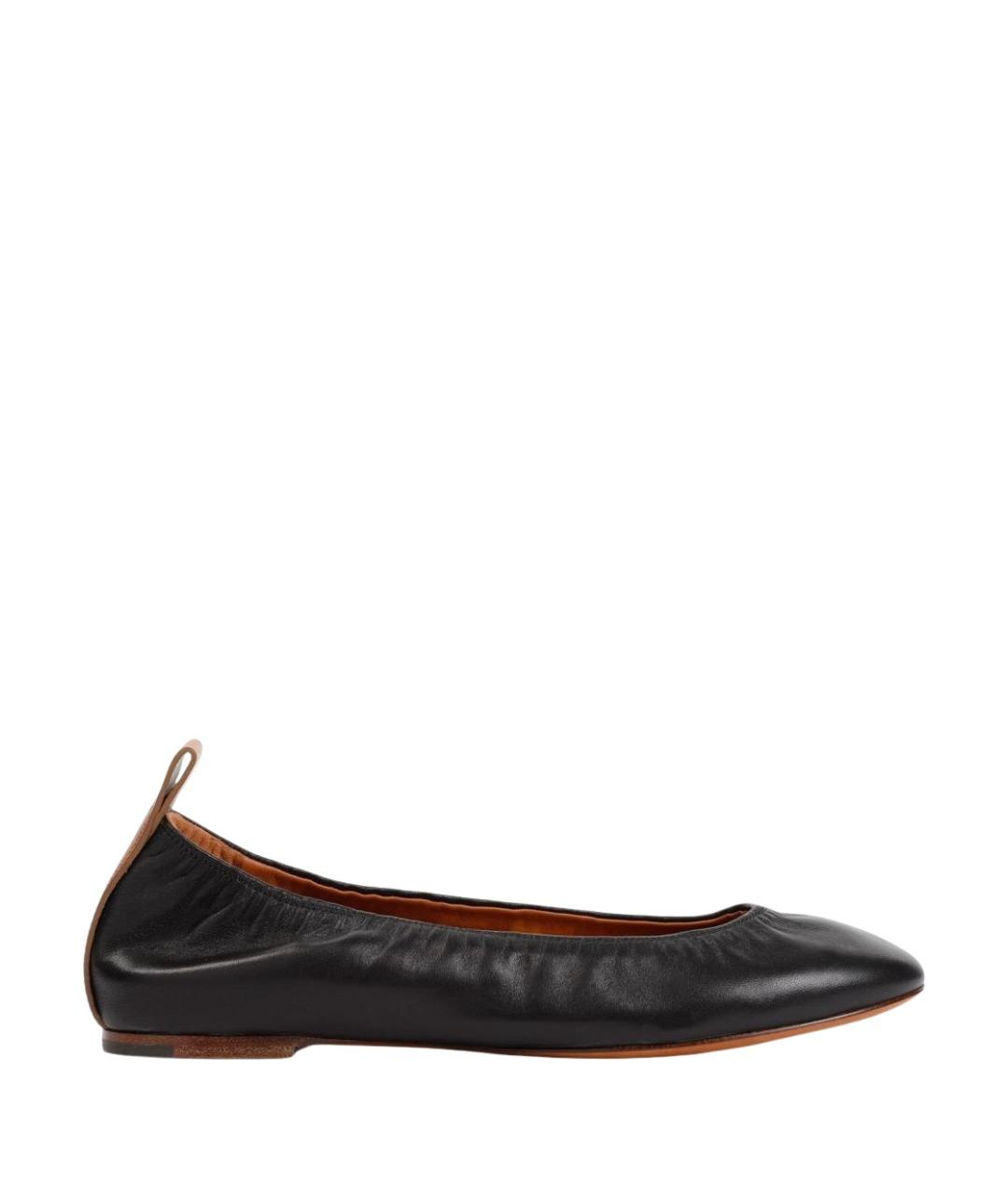 LANVIN Черные кожаные балетки, фото 1