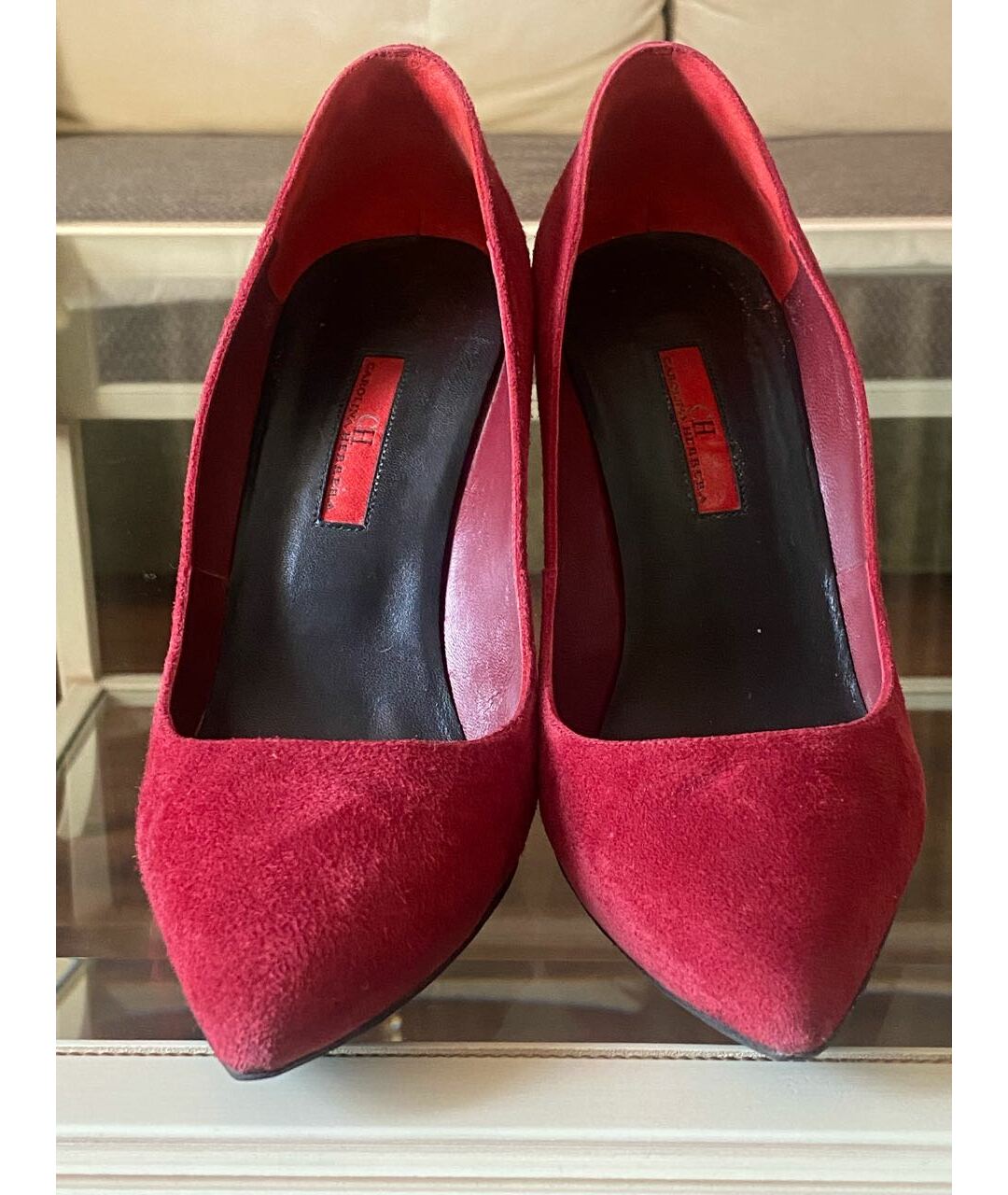CAROLINA HERRERA Красные замшевые туфли, фото 2