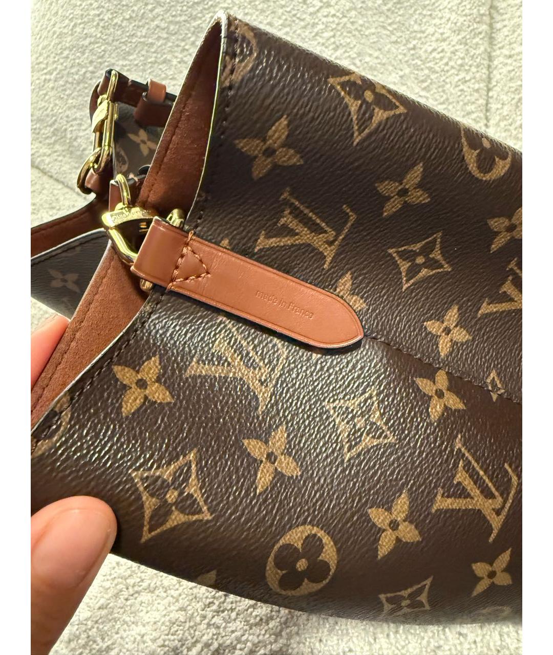 LOUIS VUITTON Коричневая кожаная сумка через плечо, фото 7