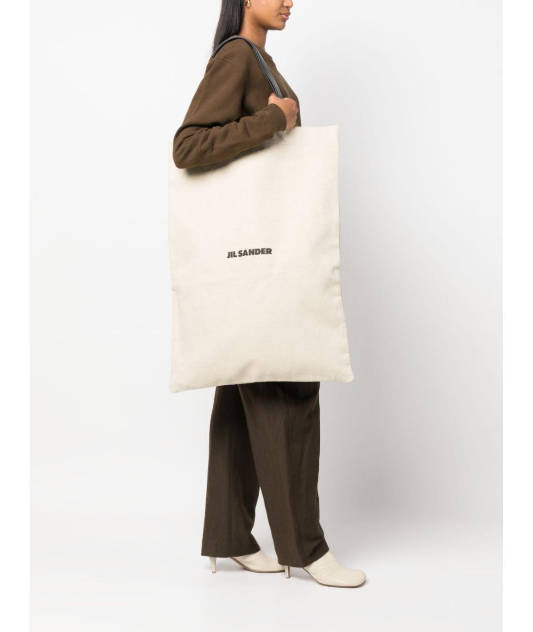 JIL SANDER Бежевая хлопковая сумка тоут, фото 5