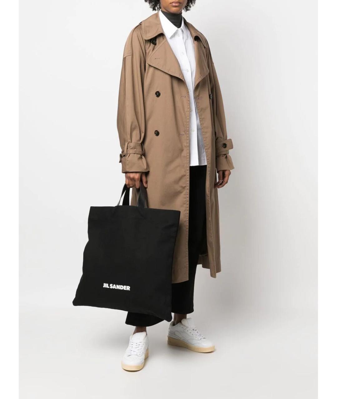 JIL SANDER Черная хлопковая сумка тоут, фото 5