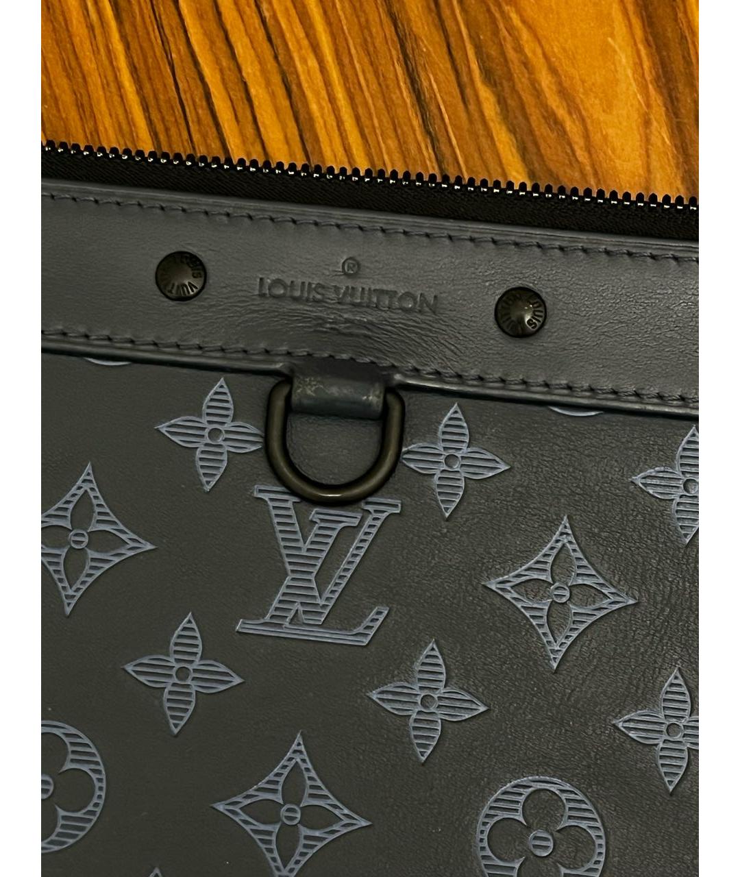 LOUIS VUITTON Темно-синяя кожаная папка для документов, фото 3