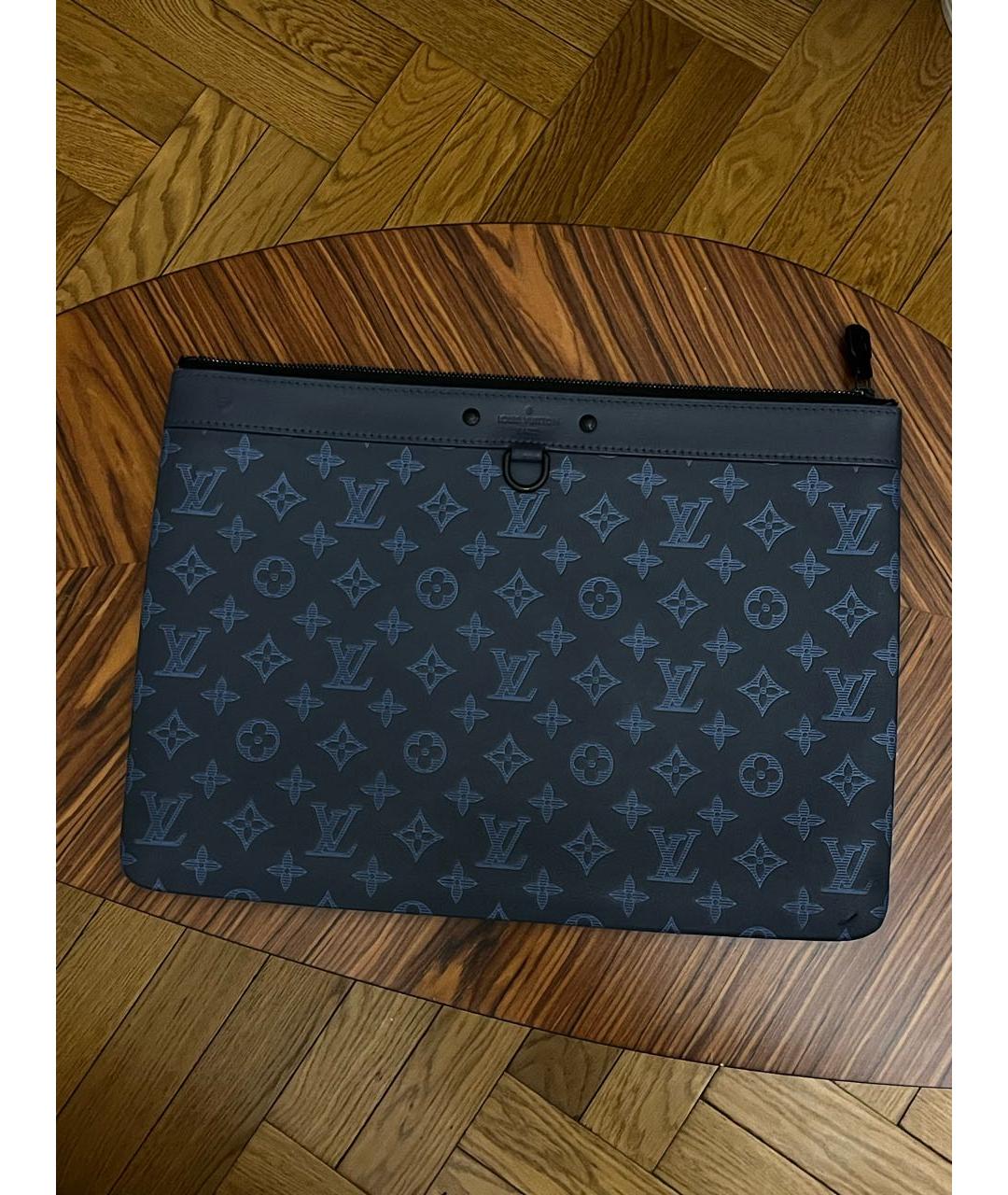 LOUIS VUITTON Темно-синяя кожаная папка для документов, фото 6