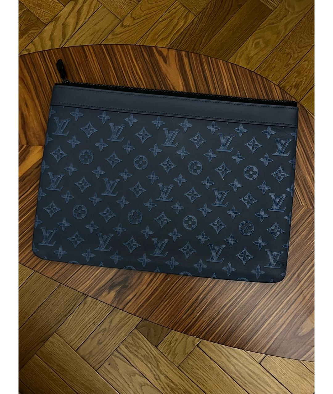 LOUIS VUITTON Темно-синяя кожаная папка для документов, фото 2