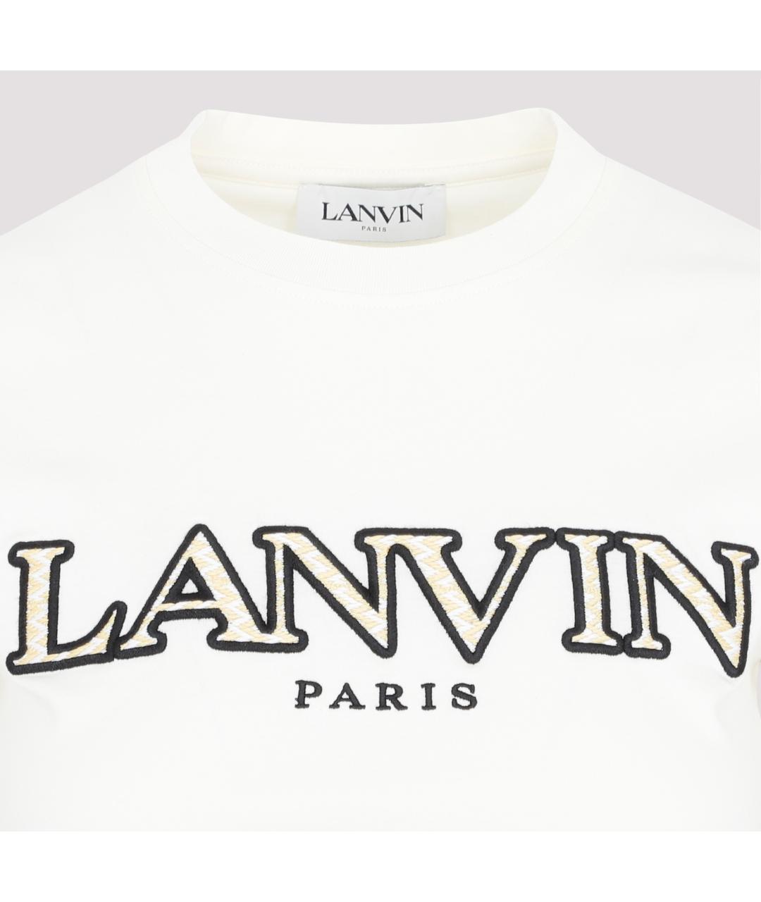 LANVIN Белая хлопковая футболка, фото 4