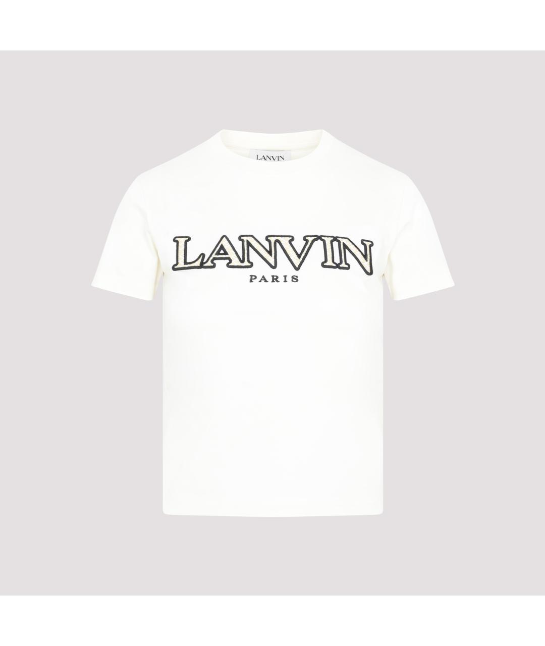 LANVIN Белая хлопковая футболка, фото 2