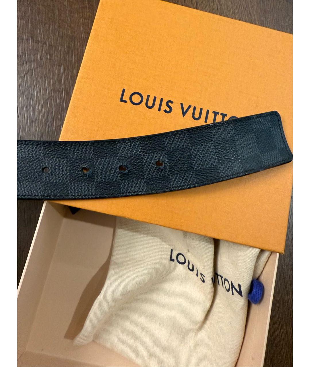 LOUIS VUITTON Черный кожаный ремень, фото 3