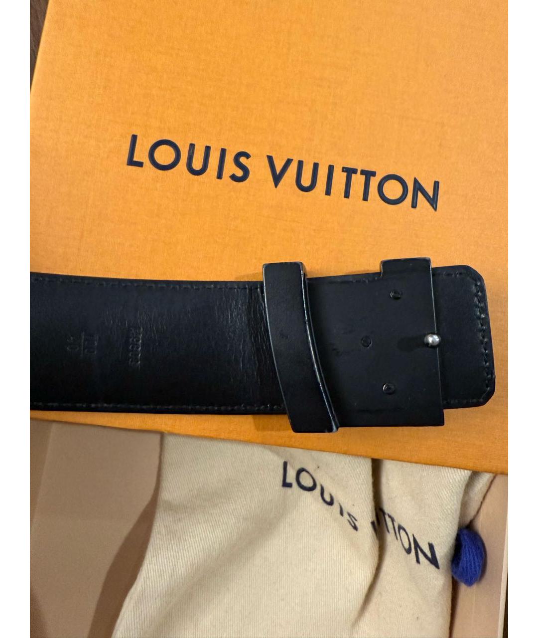 LOUIS VUITTON Черный кожаный ремень, фото 2