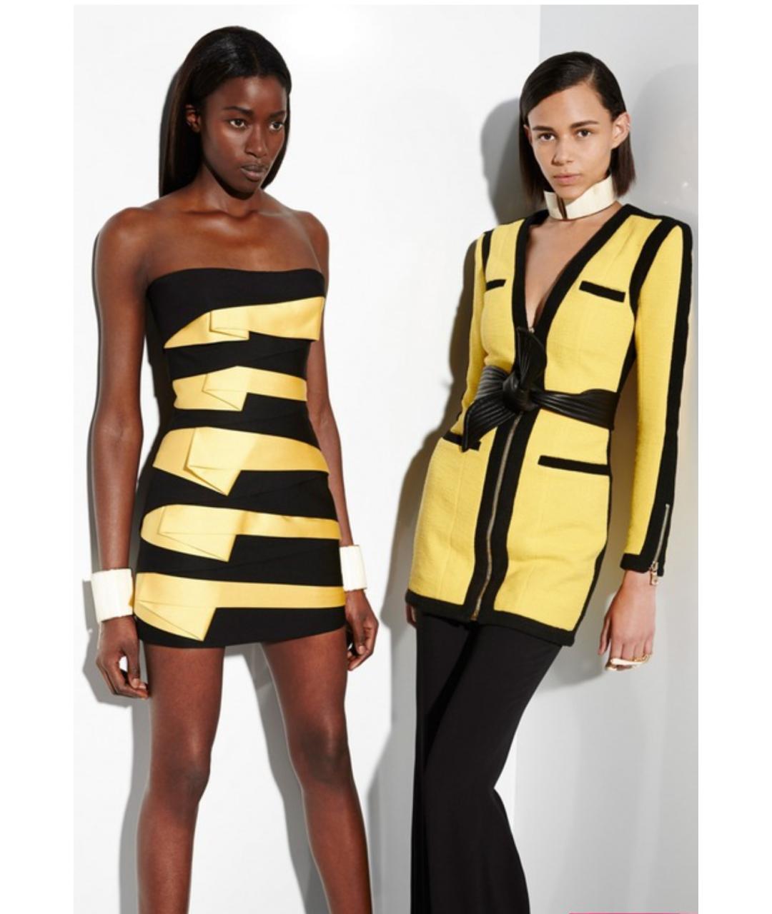 BALMAIN Желтое хлопковое коктейльное платье, фото 7