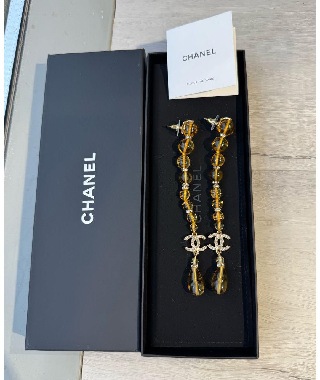 CHANEL Желтые серьги, фото 4