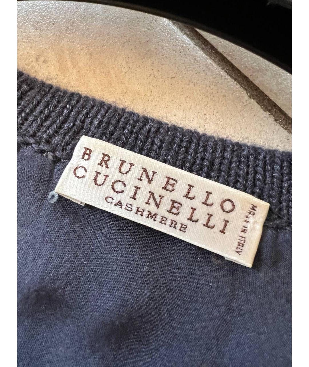 BRUNELLO CUCINELLI Темно-синий кашемировый джемпер / свитер, фото 4