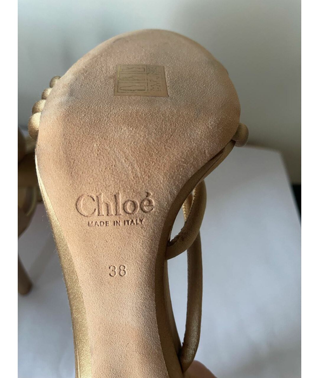 CHLOE Бежевые текстильные босоножки, фото 5
