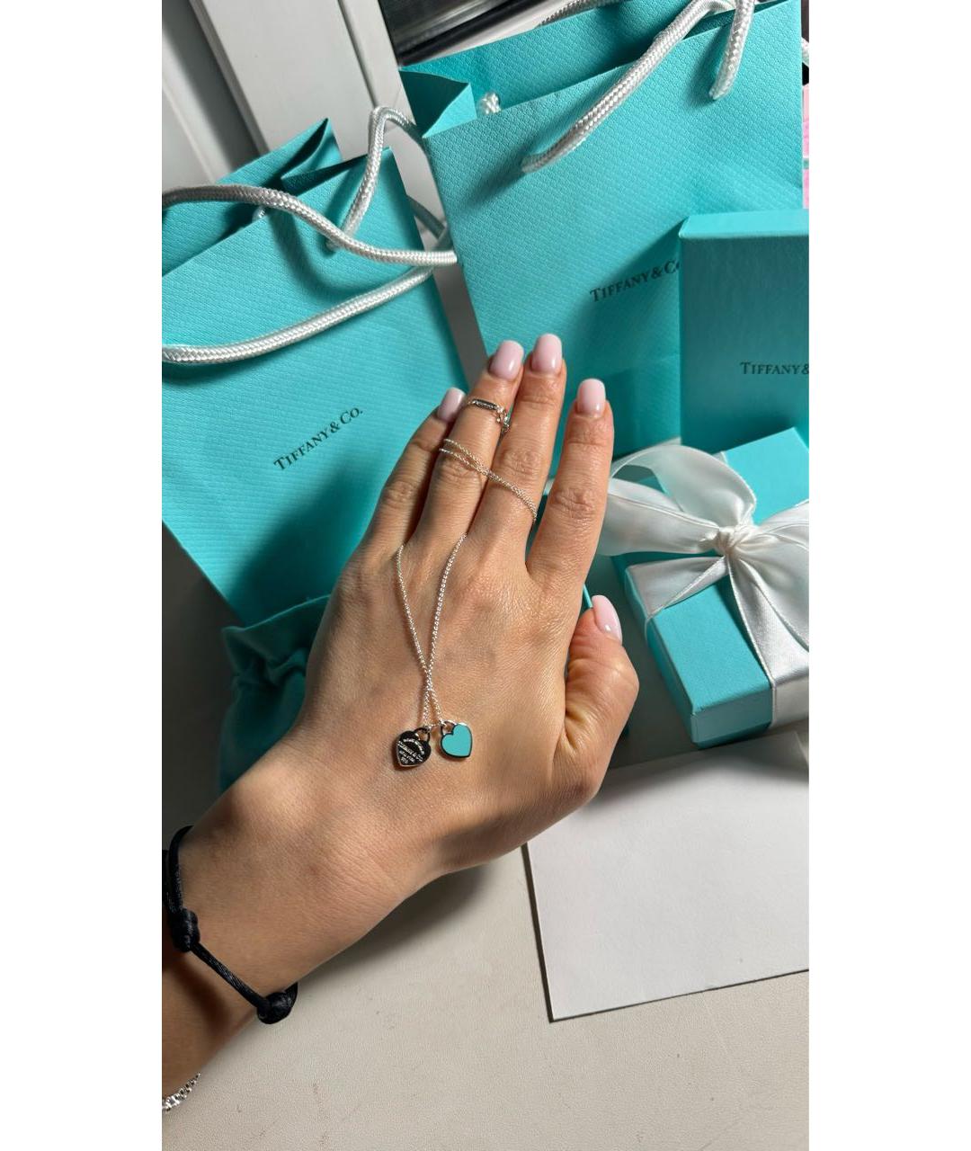 TIFFANY&CO Голубая серебряная подвеска, фото 7