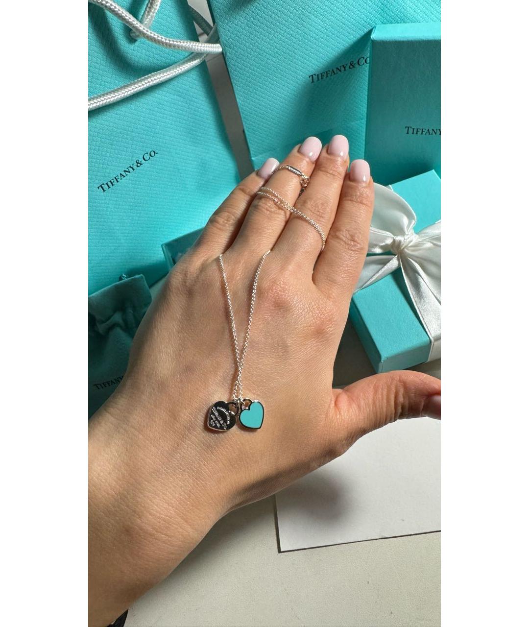 TIFFANY&CO Голубая серебряная подвеска, фото 4