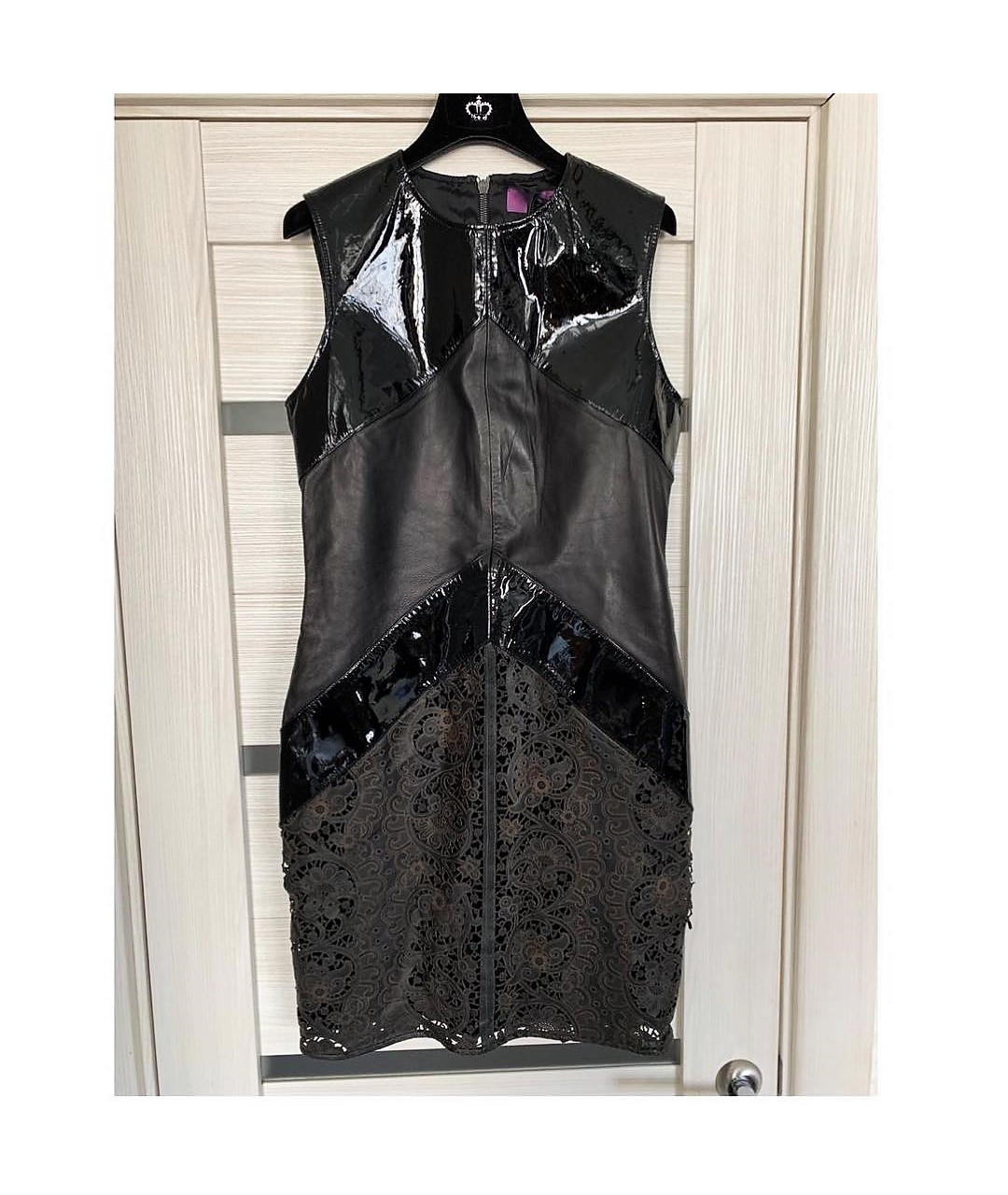 IRFE Черное кожаное коктейльное платье, фото 4