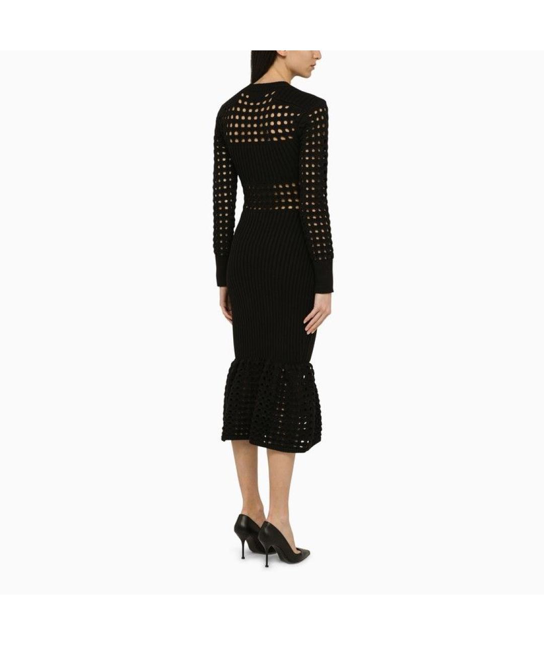 ALEXANDER MCQUEEN Черное хлопковое повседневное платье, фото 3