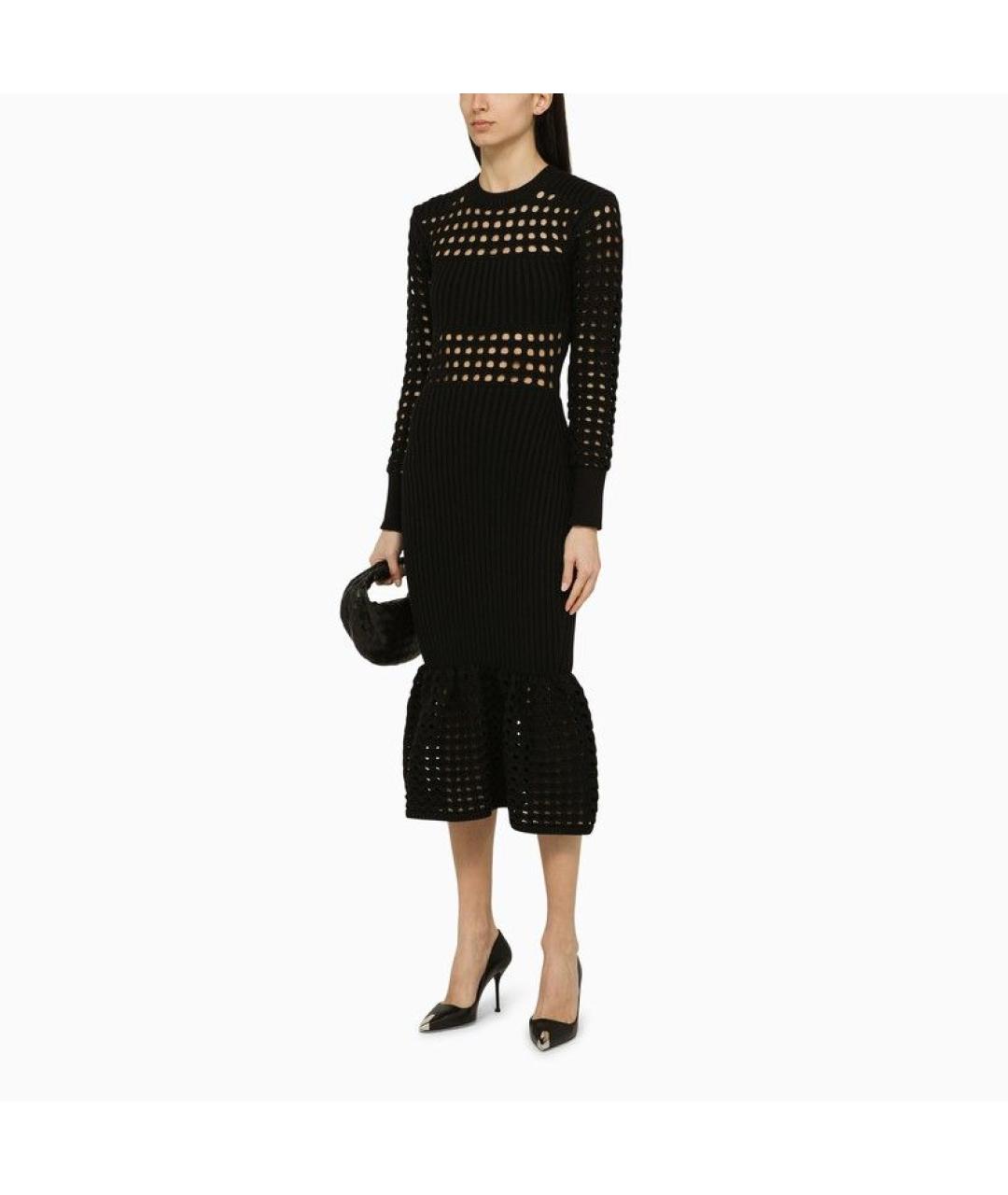 ALEXANDER MCQUEEN Черное хлопковое повседневное платье, фото 2