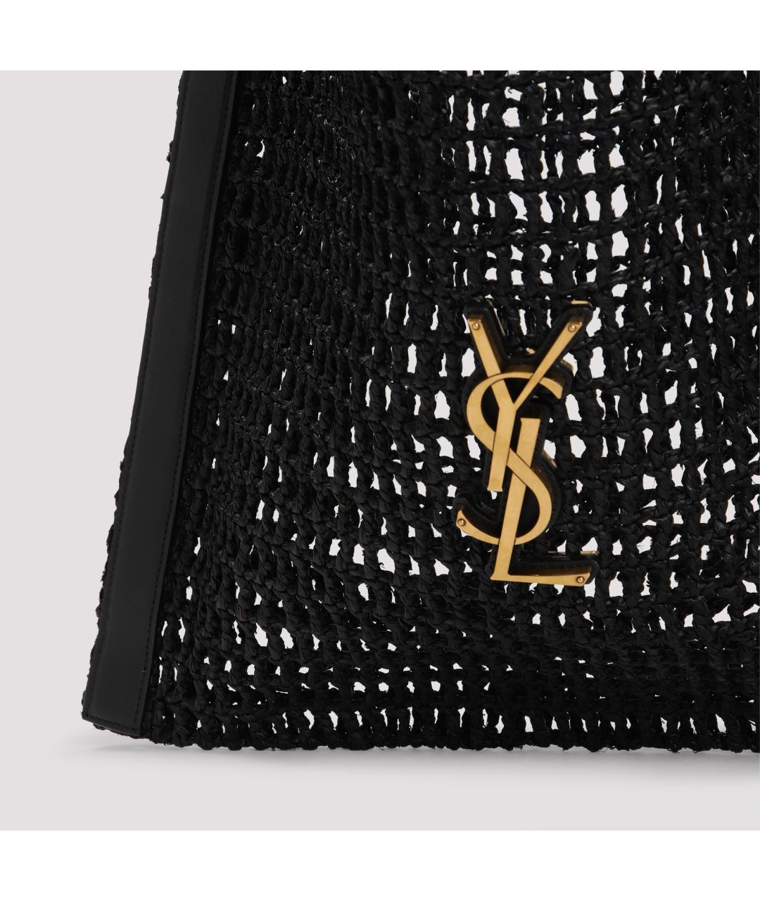 SAINT LAURENT Черная плетеная сумка на плечо, фото 3