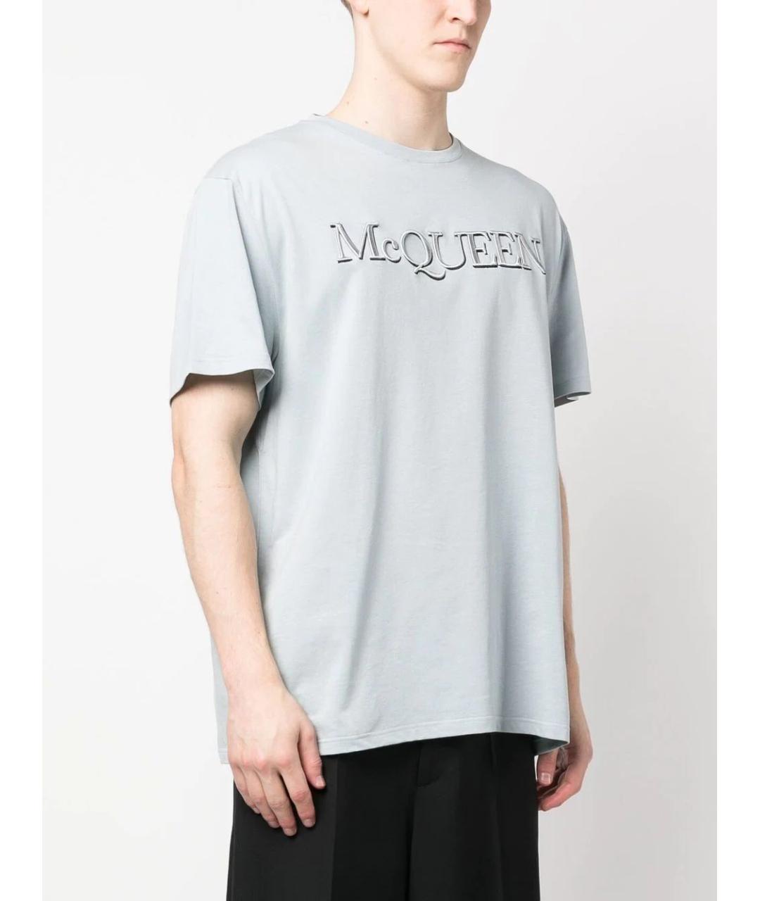 ALEXANDER MCQUEEN Голубая хлопковая футболка, фото 3