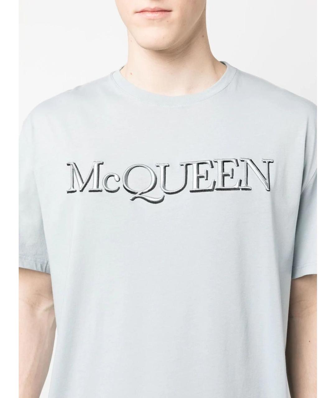 ALEXANDER MCQUEEN Голубая хлопковая футболка, фото 5
