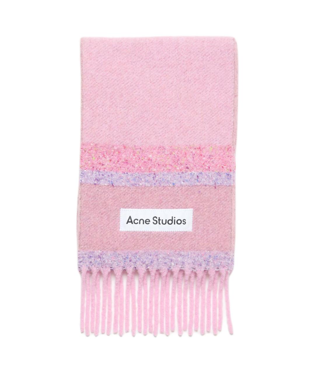 ACNE STUDIOS Розовый шерстяной шарф, фото 3