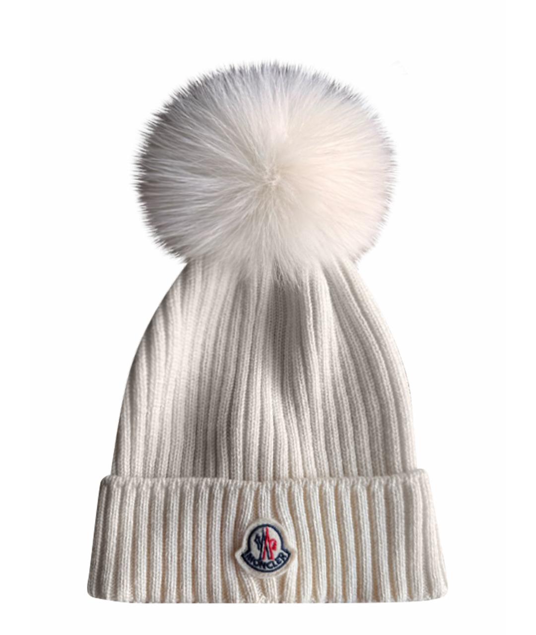 MONCLER Бежевая шерстяная шапка, фото 1