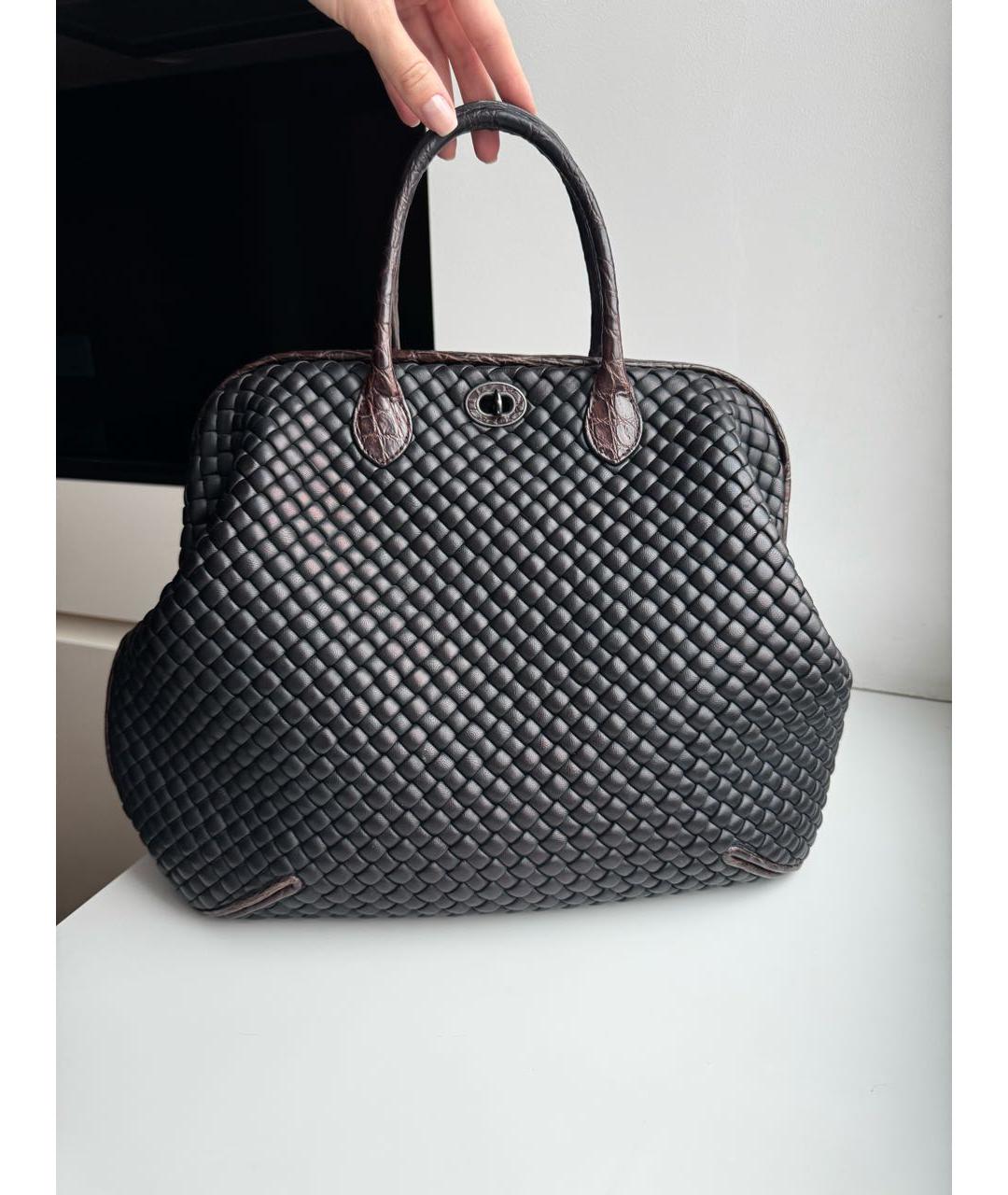 BOTTEGA VENETA Коричневая кожаная сумка с короткими ручками, фото 6