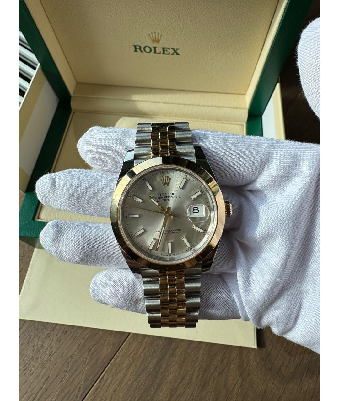 ROLEX Белые часы из желтого золота, фото 3