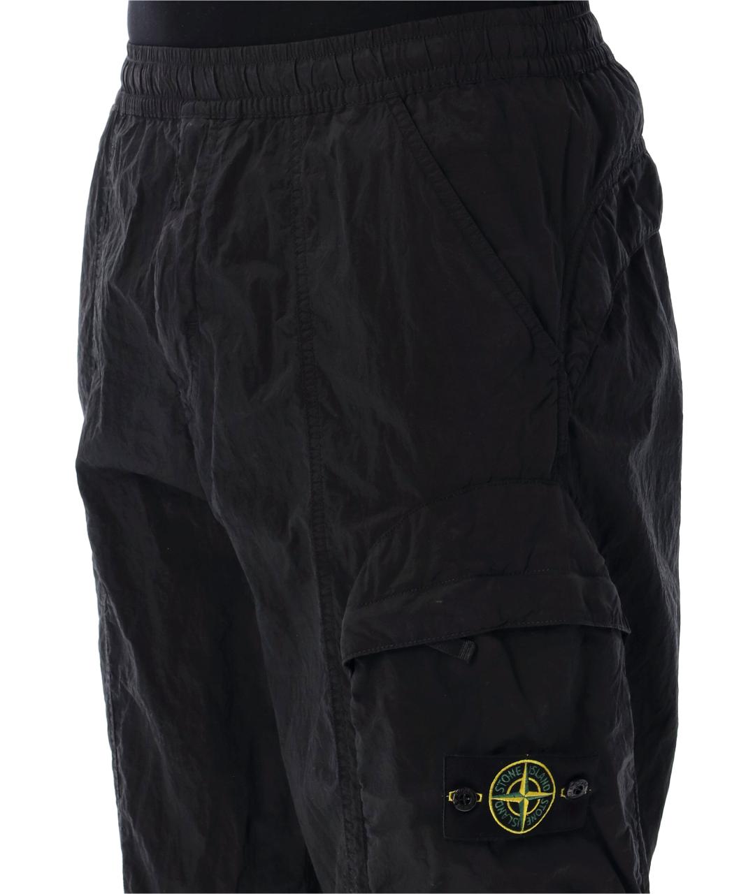 STONE ISLAND Черные полиамидовые повседневные брюки, фото 3