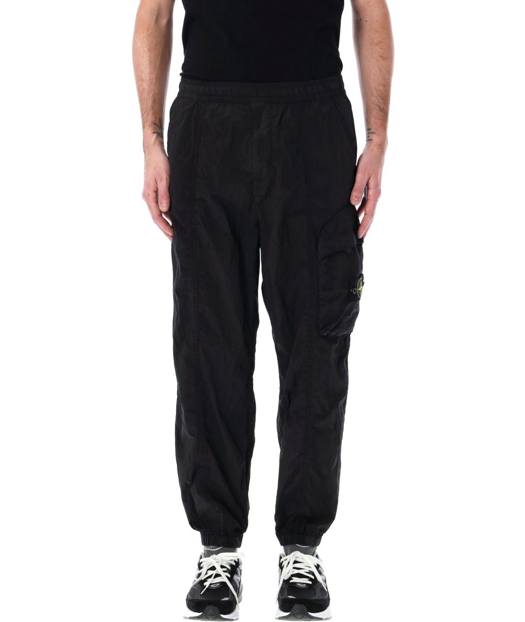STONE ISLAND Черные полиамидовые повседневные брюки, фото 4