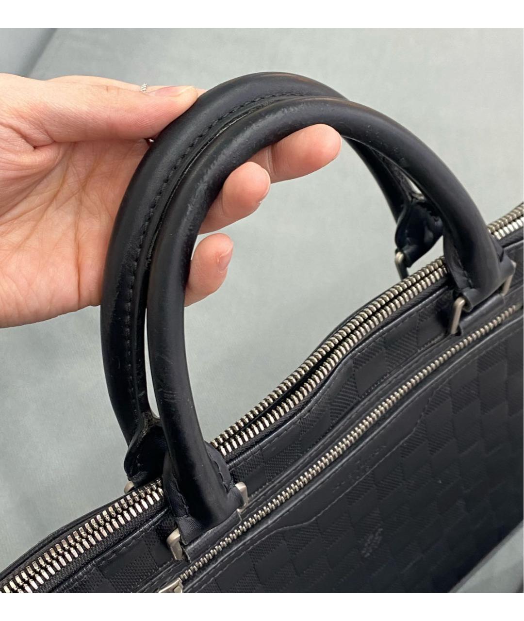 LOUIS VUITTON Черный кожаный портфель, фото 5