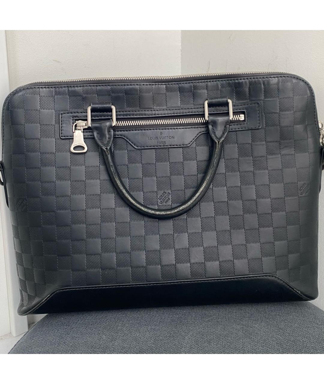 LOUIS VUITTON Черный кожаный портфель, фото 3