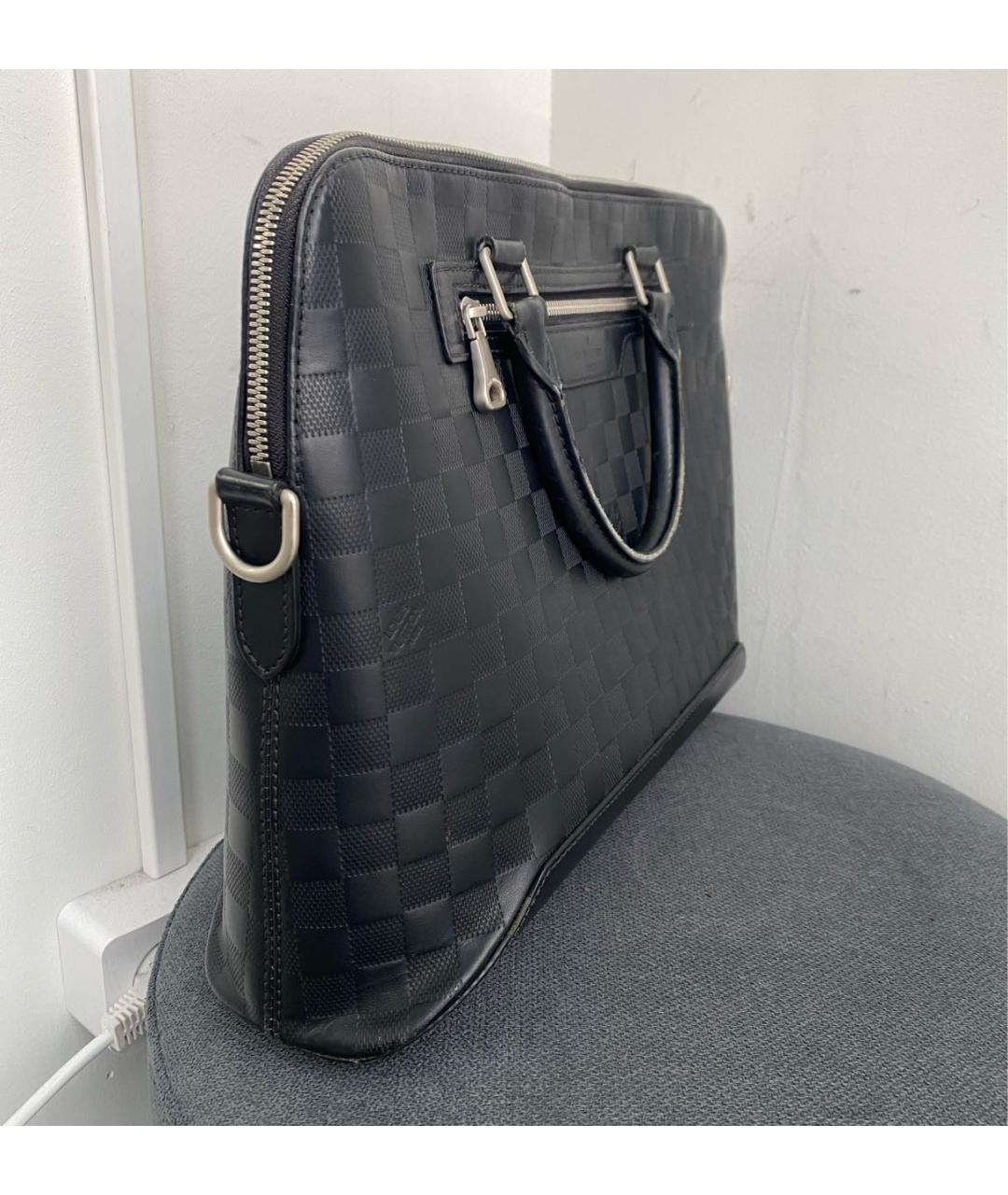 LOUIS VUITTON Черный кожаный портфель, фото 2
