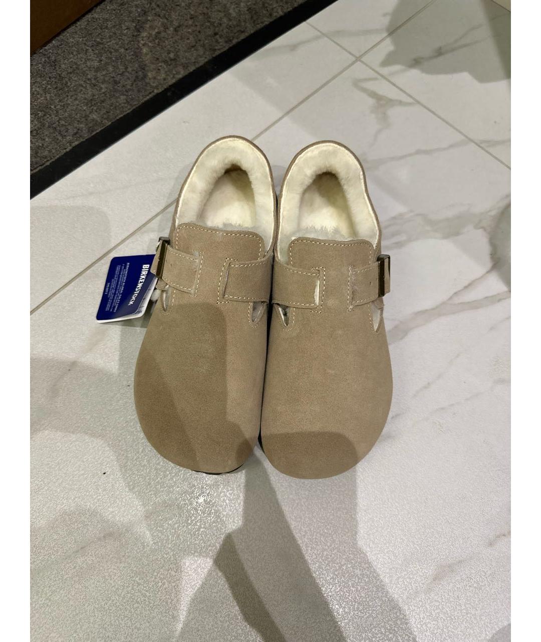 BIRKENSTOCK Бежевые замшевые сабо, фото 2