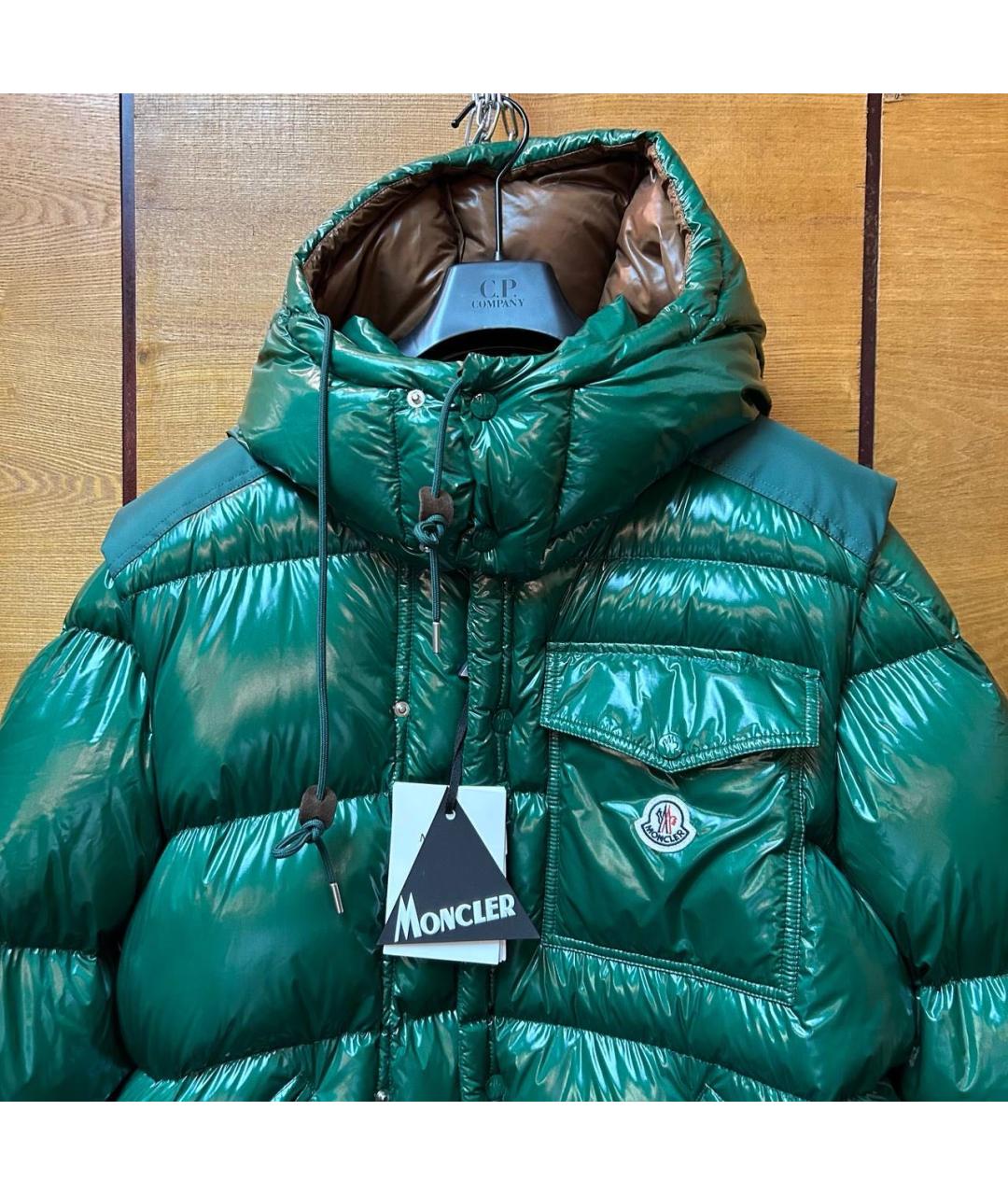 MONCLER Зеленый пуховик, фото 5