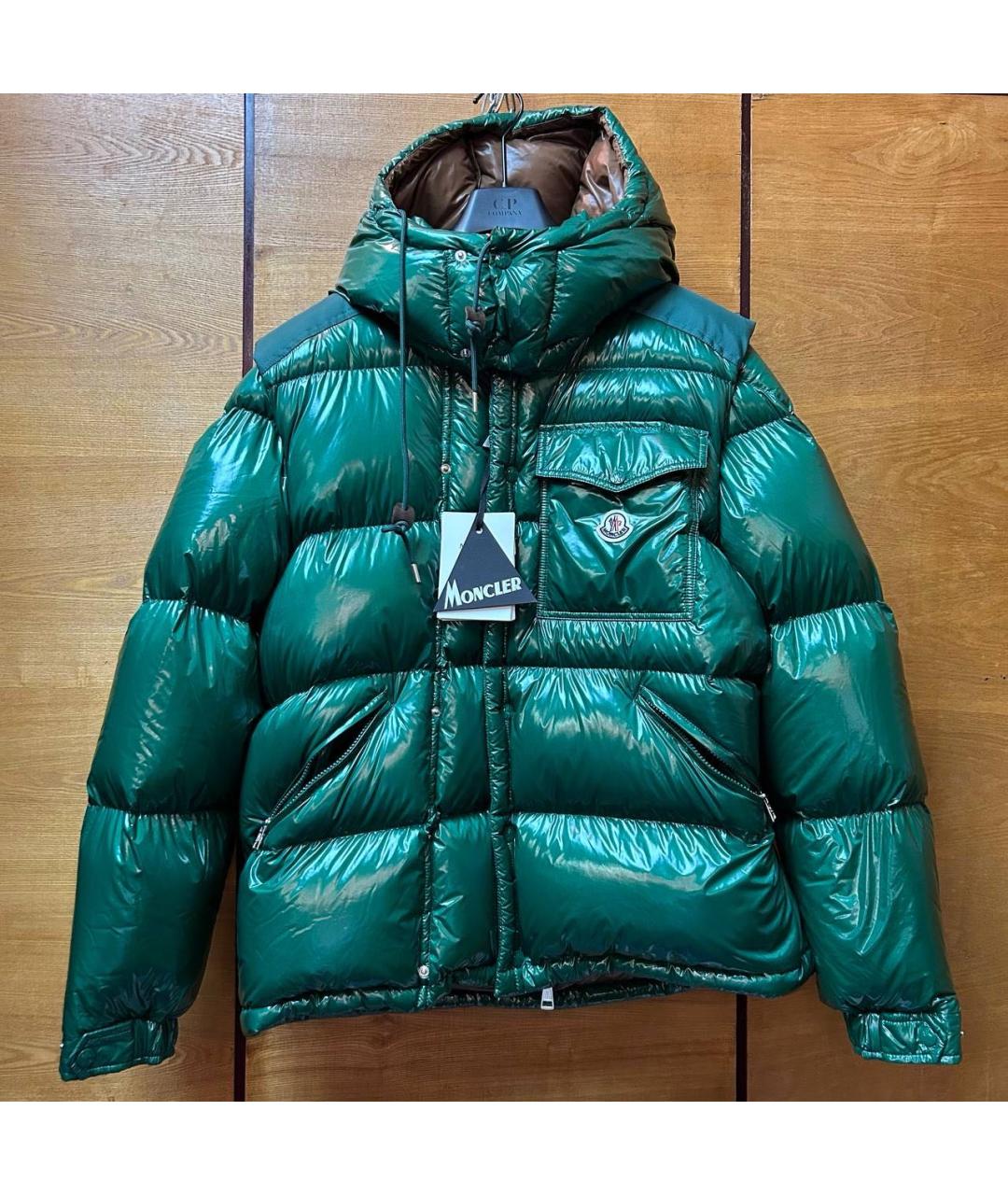 MONCLER Зеленый пуховик, фото 4