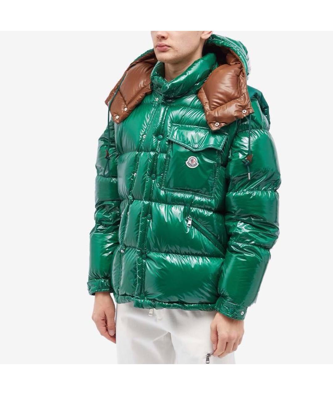 MONCLER Зеленый пуховик, фото 2