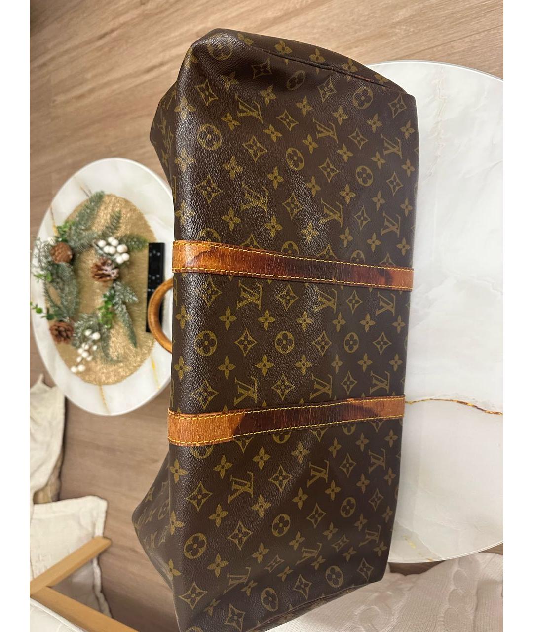 LOUIS VUITTON Коричневая кожаная дорожная/спортивная сумка, фото 3