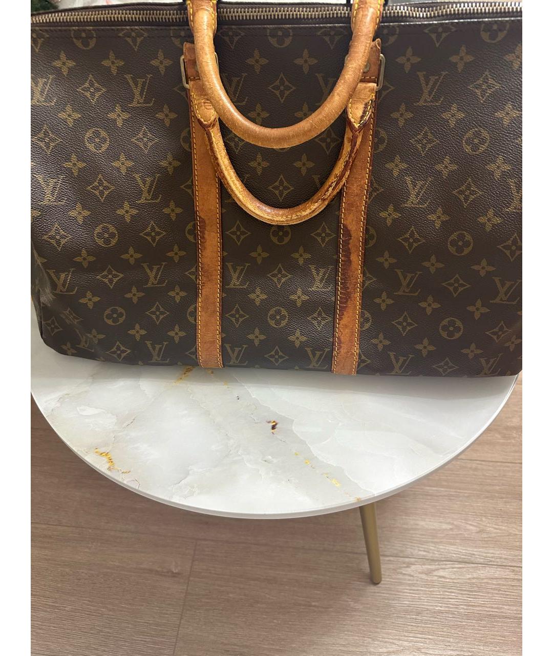 LOUIS VUITTON Коричневая кожаная дорожная/спортивная сумка, фото 5