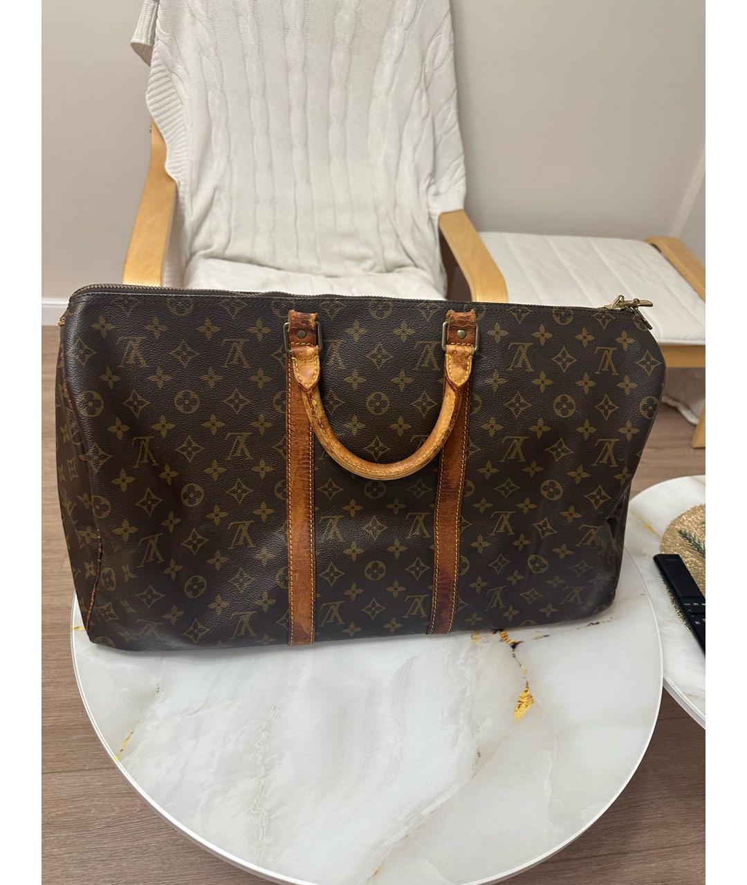 LOUIS VUITTON Коричневая кожаная дорожная/спортивная сумка, фото 9