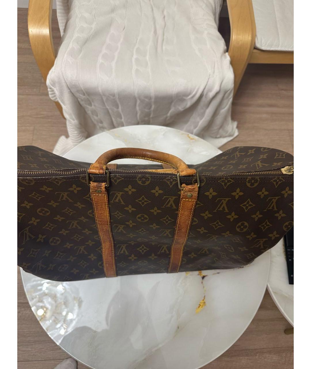 LOUIS VUITTON Коричневая кожаная дорожная/спортивная сумка, фото 4