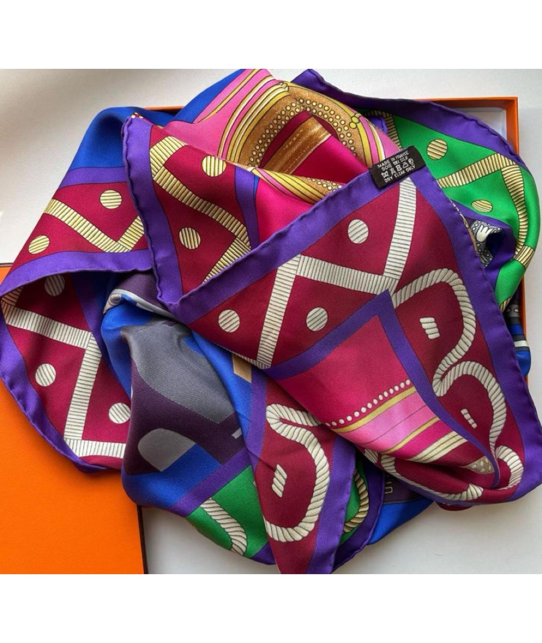 HERMES Мульти шелковый платок, фото 6