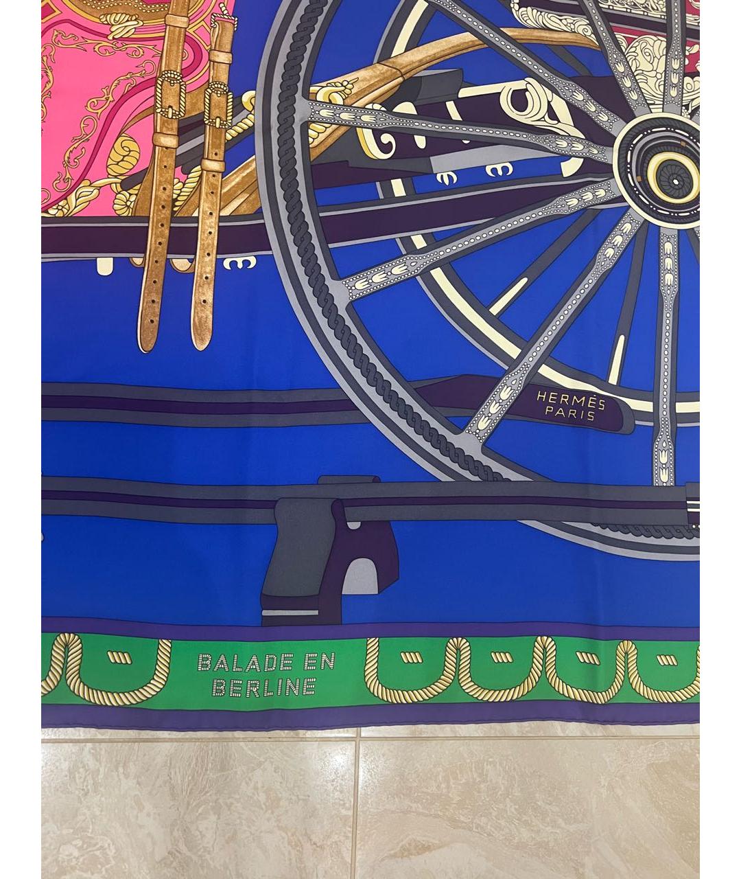 HERMES Мульти шелковый платок, фото 5