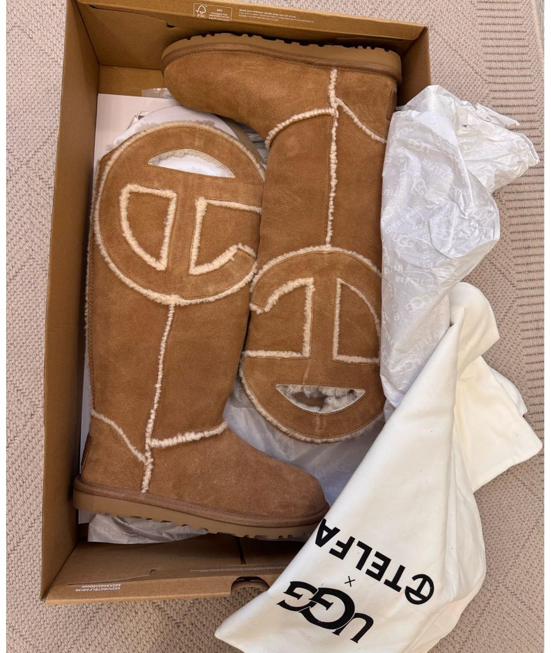UGG AUSTRALIA Коричневые замшевые сапоги, фото 5