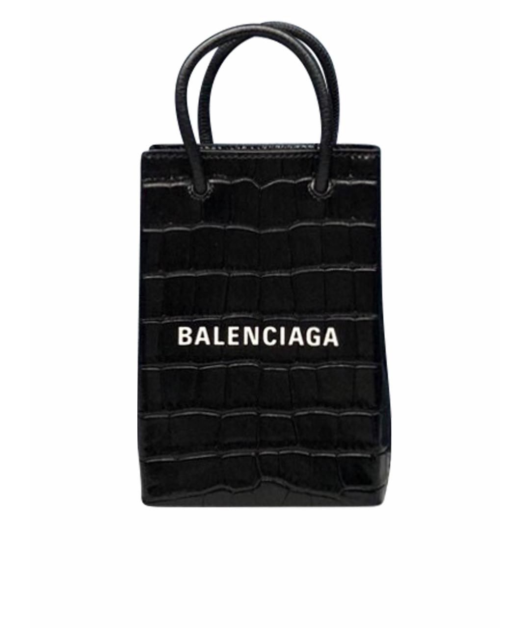 BALENCIAGA Черная кожаная сумка через плечо, фото 1