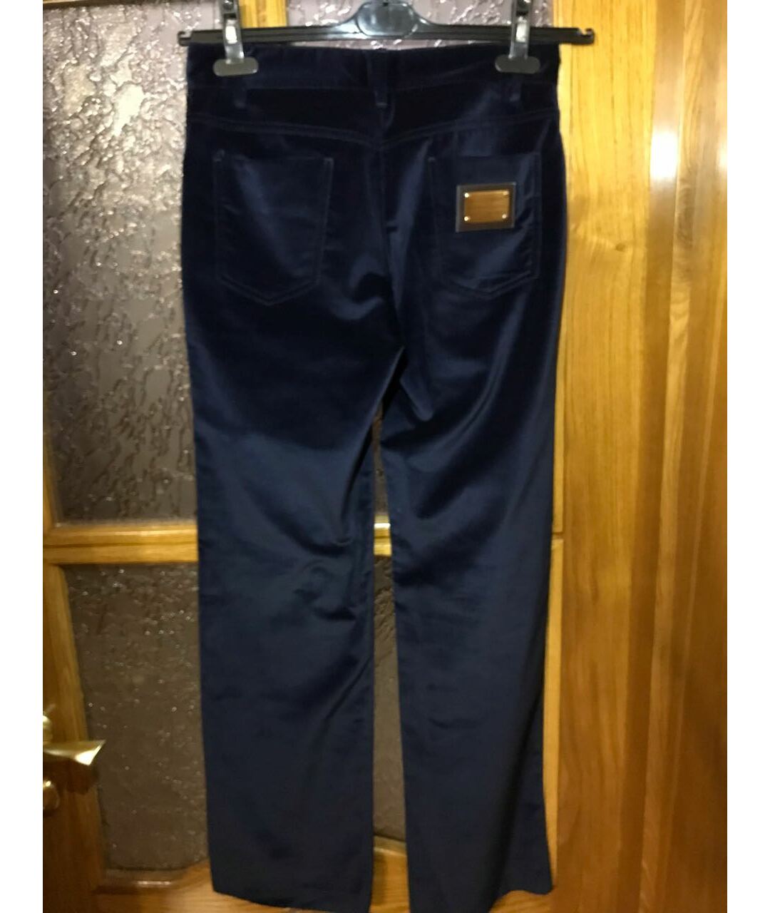 DOLCE&GABBANA Темно-синие бархатные прямые брюки, фото 2