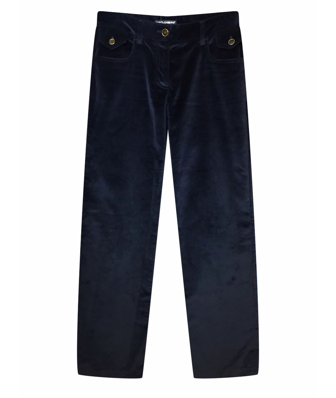 DOLCE&GABBANA Темно-синие бархатные прямые брюки, фото 1