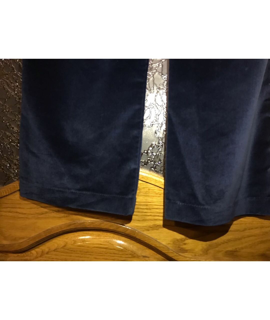 DOLCE&GABBANA Темно-синие бархатные прямые брюки, фото 4