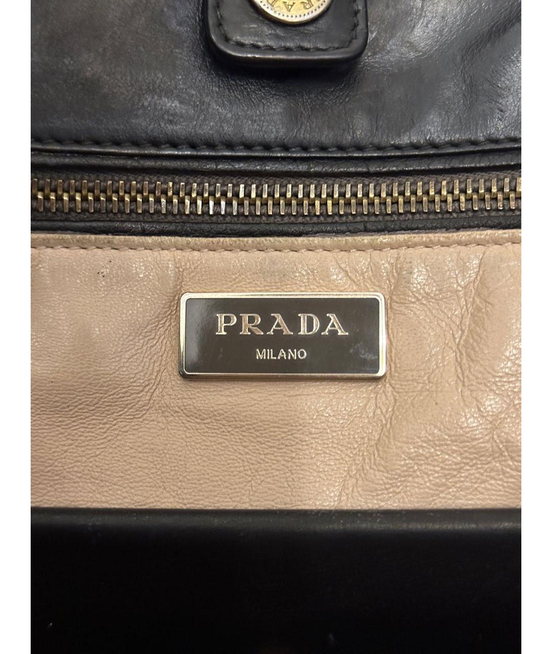 PRADA Черная кожаная сумка тоут, фото 7