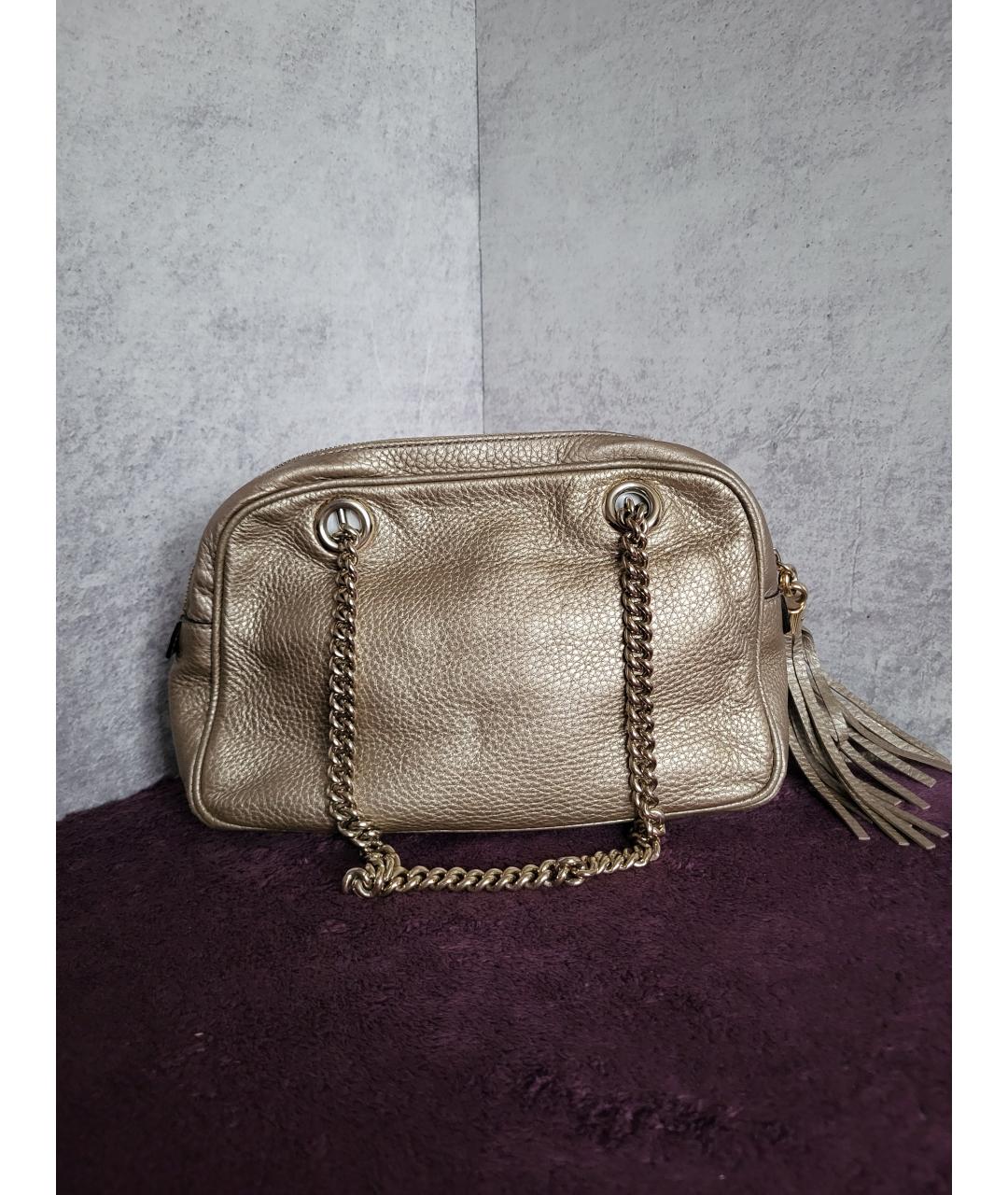 GUCCI Золотая кожаная сумка через плечо, фото 3